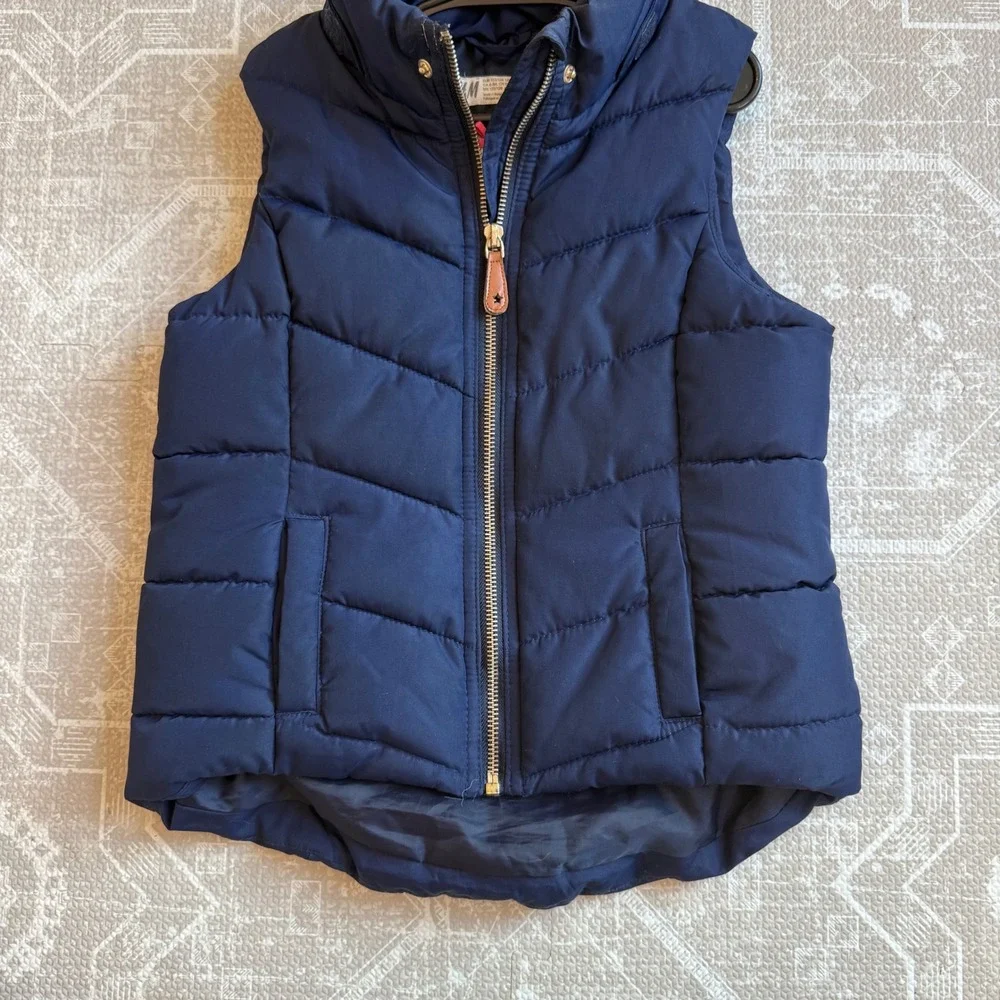 H&M Kids Navy‎ Blue Puffer Vest Sleeveless Jacket Size 6-8 Years